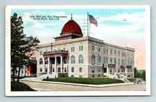 c1930 WB Postcard Little Rock AR City Hall Fire Department Street View Old Car picture