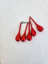 Lot of 5 Vintage Teardrop Christmas Ornaments Red Metallic 3” Long Plastic  picture