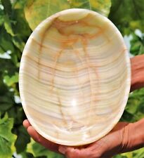 Large 990g Green & Yellow Onyx Crystal Healing Stone Round Shape Display Bowl picture
