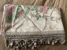 Vintage Antique Silk/Satin Damask Bed Coverlet  Fringe Pink Roses picture