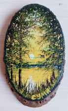 Fridge Magnet Landscape Forest Lake Sunset Sun Wood Vintage Collectible Souvenir picture