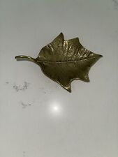 Solid Brass Poinsettia Leaf Botanical Trinket Dish Virginia Metalcrafters 1948 picture