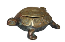 Vintage Brass Turtle Trinket Box Ashtray picture