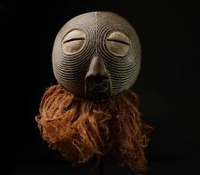 African Mask Wall Hanging Antique Folk Art Tribal raffia Songye Kifwebe-G2142 picture