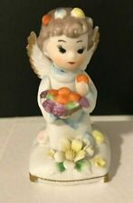 Vintage Napcoware Angel w/ Fruit Hand Painted Porcelain Bisque Figurine - #C6612 picture