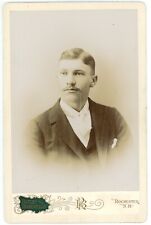 Antique Circa 1880s Cabinet Card Handsome Young Man Mustache Rochester, NH picture