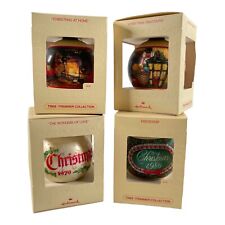 Vintage 70s 80s Hallmark Glass Ornaments Lot of 4 Christmas Traditions Love Home picture