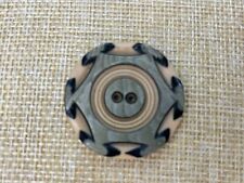 Vintage Large Smokey Carved Two Hole Button picture
