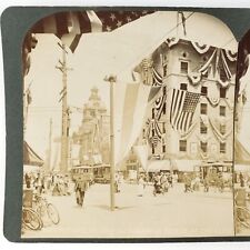 Arapahoe Street Elks Convention Stereoview c1906 Denver Colorado Trolley B2001 picture