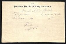 Northern Pacific Railway Company 1910 Letterhead Morris State Bank Pony, MT picture