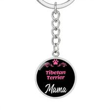 Dog Mom Keyring Tibetan Terrier Mama Circle Keychain Stainless Steel or 18k Gol picture