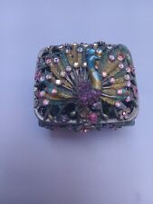 Bejeweled Peacock Embellished Trinket Box Faberge Figurine Crystals picture