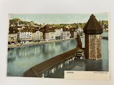 Vintage Postcards Early 1900s Luzern Switzerland Stadt mit Kapellbrucke #7078 picture