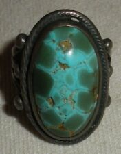 VINTAGE NAVAJO AMAZING TURQUOISE STERLING SILVER RING GREAT MATRIX SIZE 8.5 vafo picture