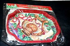 Vintage Metal Tin Christmas Snack Trays, set of 2, by Hartin NIB 7.5