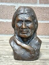 Vintage Signed Carl? Bronze 46/200 Native American Indian Bust Sculpture Western picture