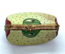 Porcelain Limoges Peint Main Red Slice Apple Trinket Box hand painted picture