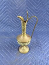 Vintage Ornate Solid Brass Etched Open Pitcher Made in India picture