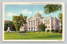 Postcard Lucas County Court House Toledo Ohio, Vintage Linen L9 picture