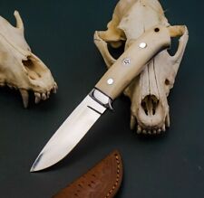 AB CUTLERY CUSTOM HANDMADE STEEL D2 SKINNER KNIFE HANDLE BY STEEL CLIP AND BONE picture