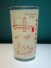 Vintage DELAWARE State Souvenir Frosted Beverage Glass, Red, Federal Glass Co. picture
