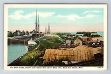 Sault Ste Marie MI-Michigan, Replica Old State Locks, Rapids, Vintage Postcard picture