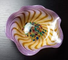 Abstract Modern Multicolor Swirl Hand Blown Art Glass Trinket Candy Dish 5.5