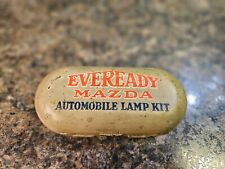 Vintage Eveready Mazda Automobile Lamp Kit ~ Metal Case & 3 Bulbs picture
