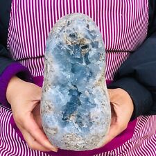 6.8 LB Natural Blue Celestite Crystal Geode Cave Mineral Specimen picture