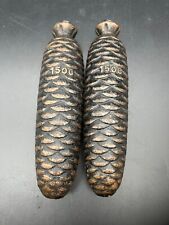Pair of Vintage Cast Iron 1500 Gram Pine Cone Cuckoo Clock Weights German picture