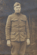 RARE WW1 Era RPPC Soldier Casual Uniform Real Photo Postcard picture
