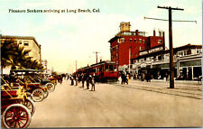 Long Beach California Railway Postcard Trolley Interurban Tram RPPC Reprint picture