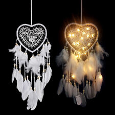 LED Light Love Heart Dream Catcher Kids White Feather Handmade Gift Wall Hanging picture