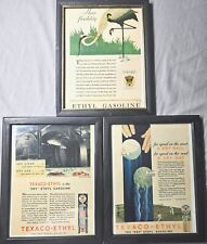 3pcs Antique 1931 Gasoline Advertisments Texaco And Ethyl picture