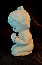 Vintage Praying Ceramic Girl White Gold accents salt 4.5 inches picture