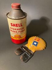 Vintage Shell Oil Brake Fluid Can and License Plate Topper Lot picture