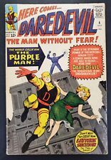 Daredevil #4 1st Appearance of the Purple Man Marvel Comics 1964 picture