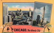 Postcard IL Chicago Illinois The Windy City Multi View Linen Vintage PC G9628 picture