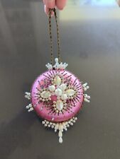Vintage Handmade Beaded  Ornate Decorated Christmas Ornaments Pink Color K5 picture