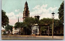 Town Hall & Congregational Church Westfield MA Rotograph C1920's Postcard T15 picture