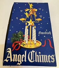VTG Swedish Brass Angel Chimes Set Christmas Candle Holder w/ Original Box picture