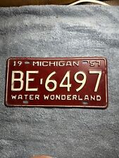 1957 Michigan License Plate BE-6497 Water Wonderland picture