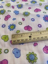 Vtg  Whimsical Floral Light Dimity Cotton Fabric Hearts Pink Blue 10 Yds Av BTY picture