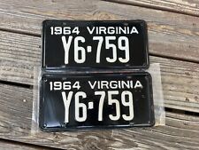 matched pair 1964 Virginia License Plates picture