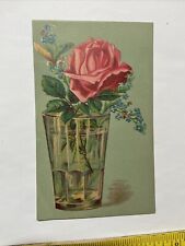 Victorian trading card, Rose and forget-me-in glass, gardening, c1880s, 5x3 A0 picture