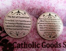 Act of Contrition Prayer - Silver tone  Pocket Coin / token (V1) picture