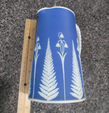 VINTAGE 1850 JAMES DUDSON JASPERWARE BLUE AND WHITE PITCHER 654 Dudson Bros 7” picture