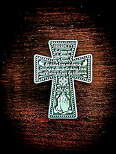 Pewter Serenity Prayer Cross, Auto, Sun Visor, Clip, 2.25 x 1.5
