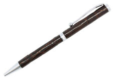 Brown Matte Genuine American Alligator Slimline Ballpoint Pen with Silver Finish picture