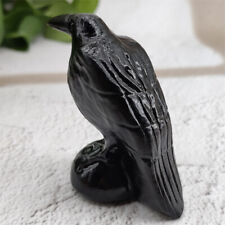 A+++ 7cm Natural Obsidian Hand Carved Crow Crystal Skull Statue home decor 1PC picture